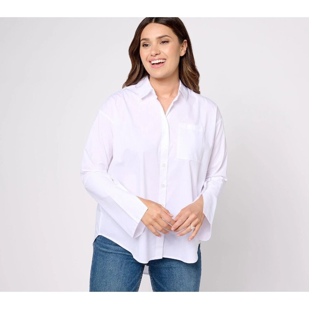 Studio Park x Amy Stran Modern Button Front Shirt White Small A620504